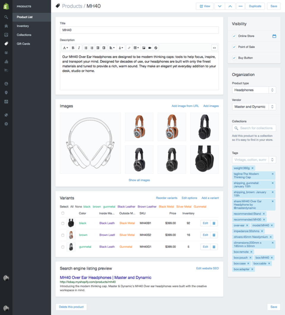 Shopify - Shopify: product description