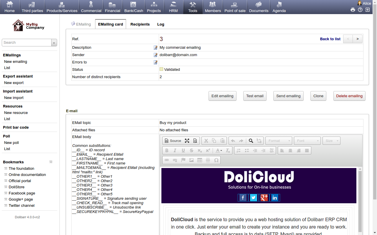 DoliCloud ERP CRM - DoliCloud ERP y CRM