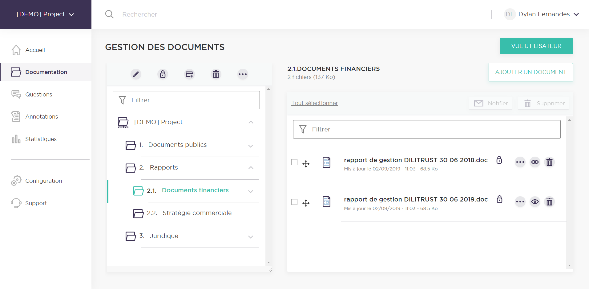 DiliTrust Governance - DiliTrust Data Room-Screen DR_Documentation