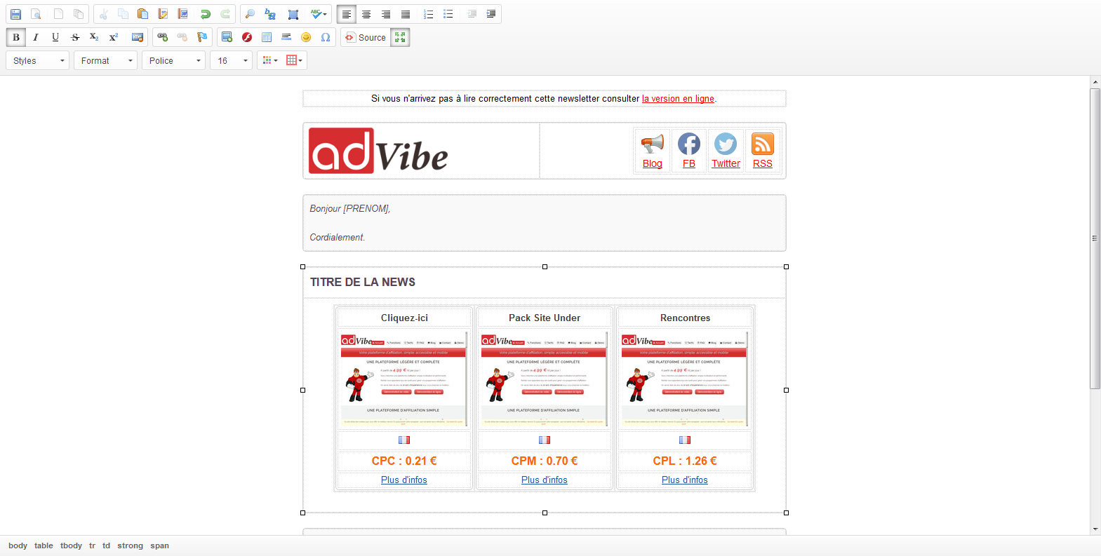 adVibe - Managing newsletters