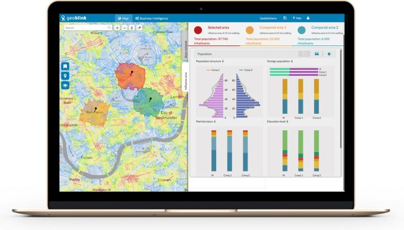 Geoblink - Analizar las áreas que le rodean ciego, la competencia y atractores