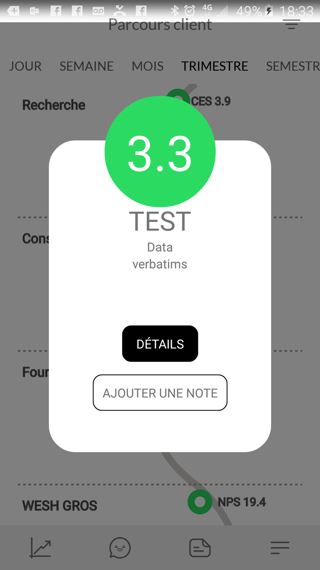 Cockpit de l'Expérience Client - É possível ter os detalhes de um indicador