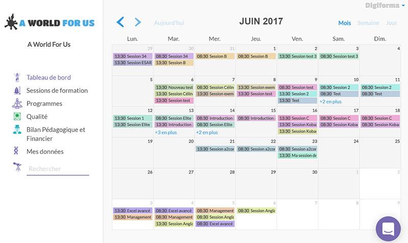 Digiforma - con el horario del tablero de instrumentos