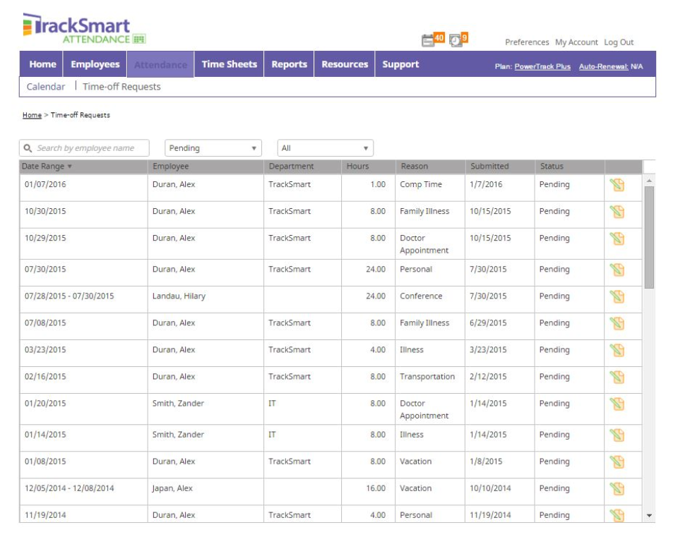 TrackSmart Attendance - TrackSmart tiempo y asistencia de pantalla-1