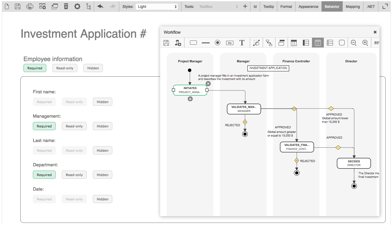 WorkflowGen - vista del flusso di lavoro interattivo