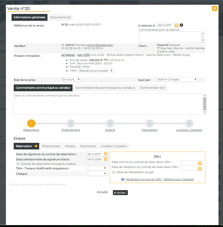 Leizee - Administrative follow-up of a sale