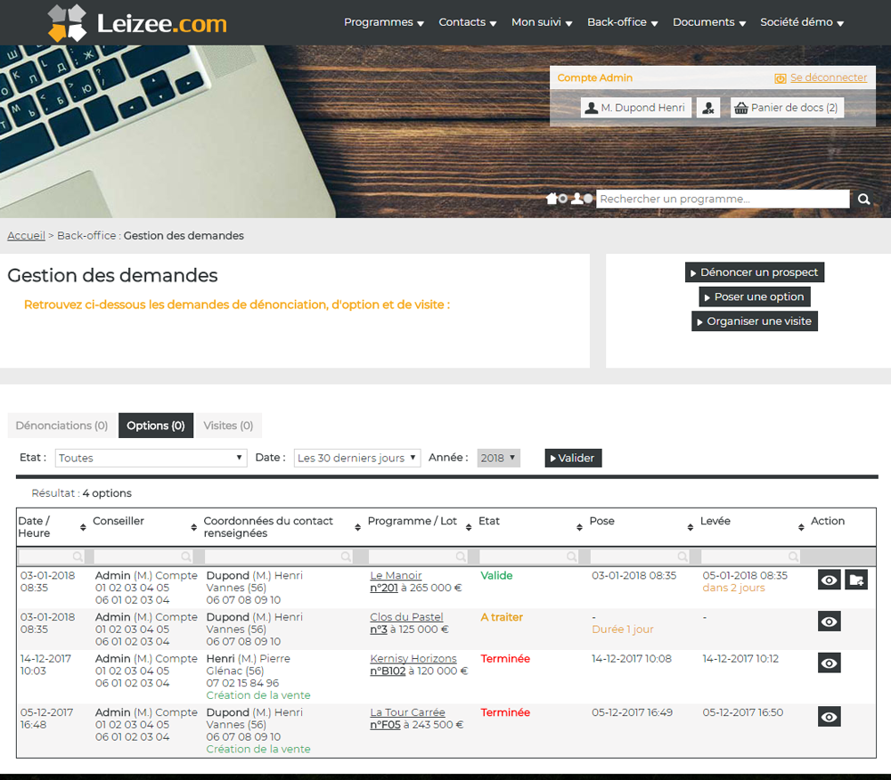 Leizee - Management-Optionen