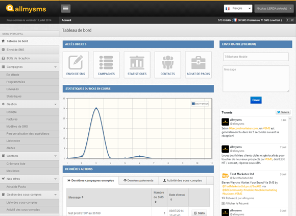 allmysms - Dashboard