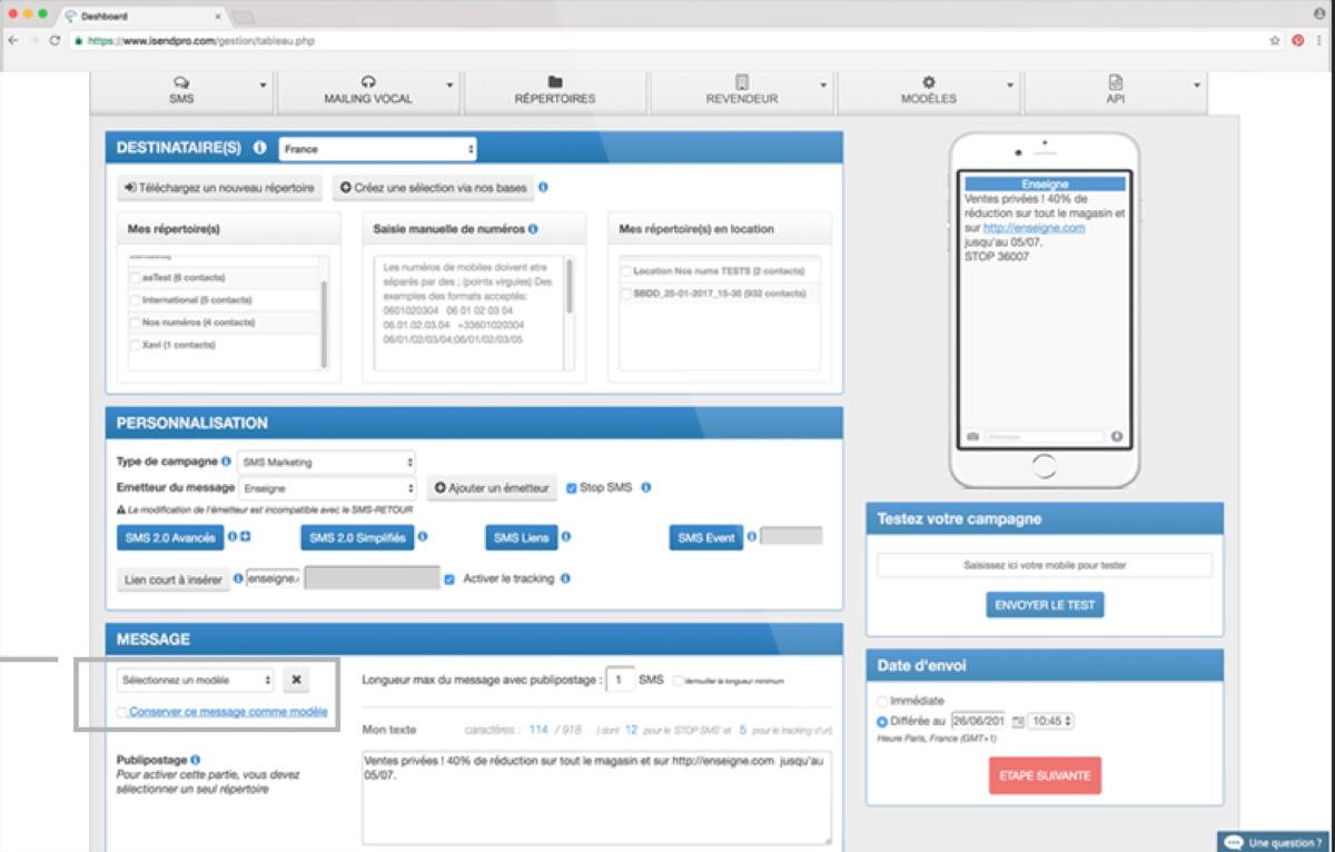 iSend Pro Telecom - Administración de plantillas de SMS: Pro iSend