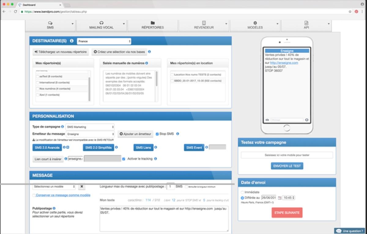 iSend Pro Telecom - iSend campañas de SMS Pro programación