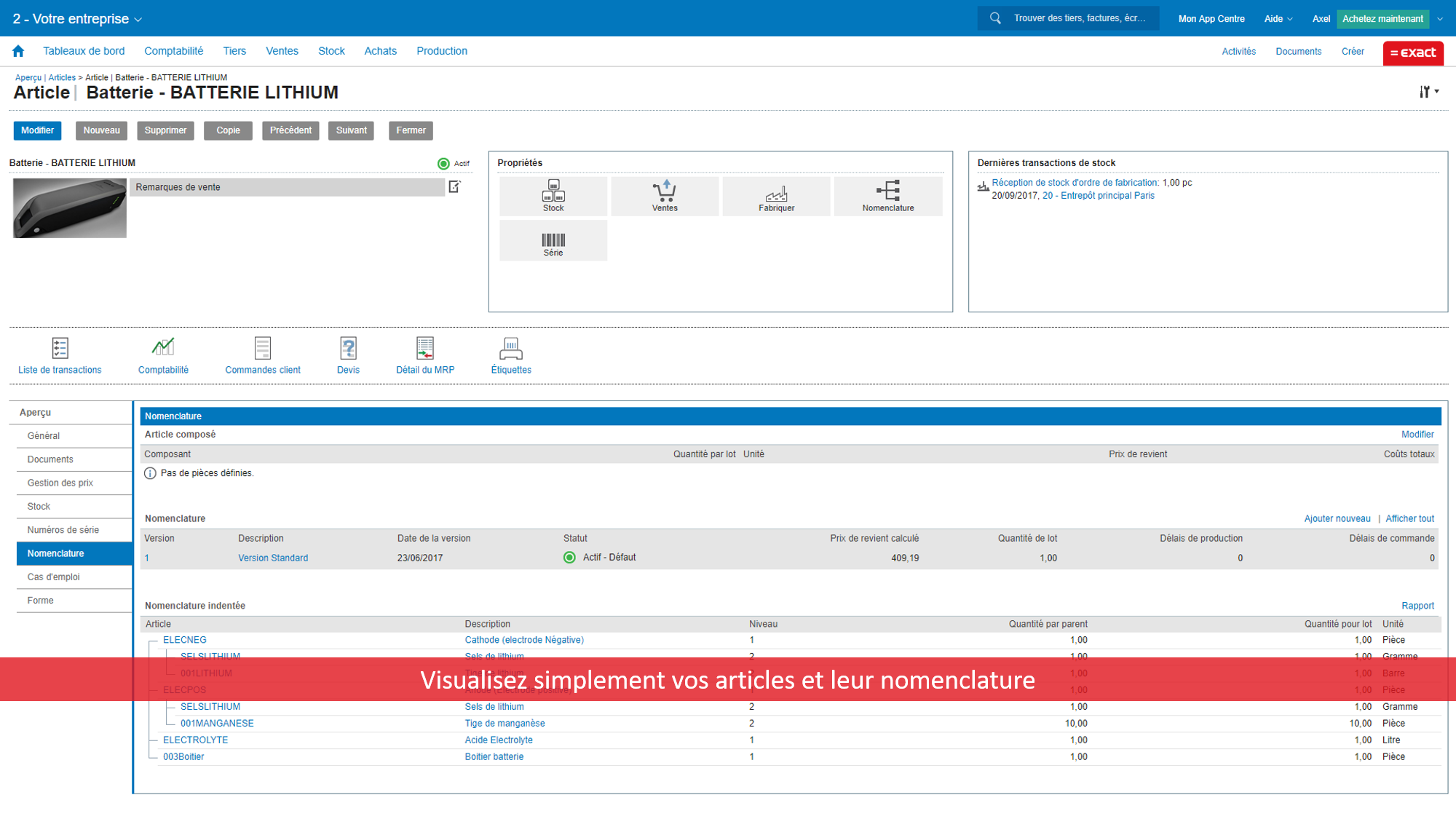 Exact pour Industrie - Master record