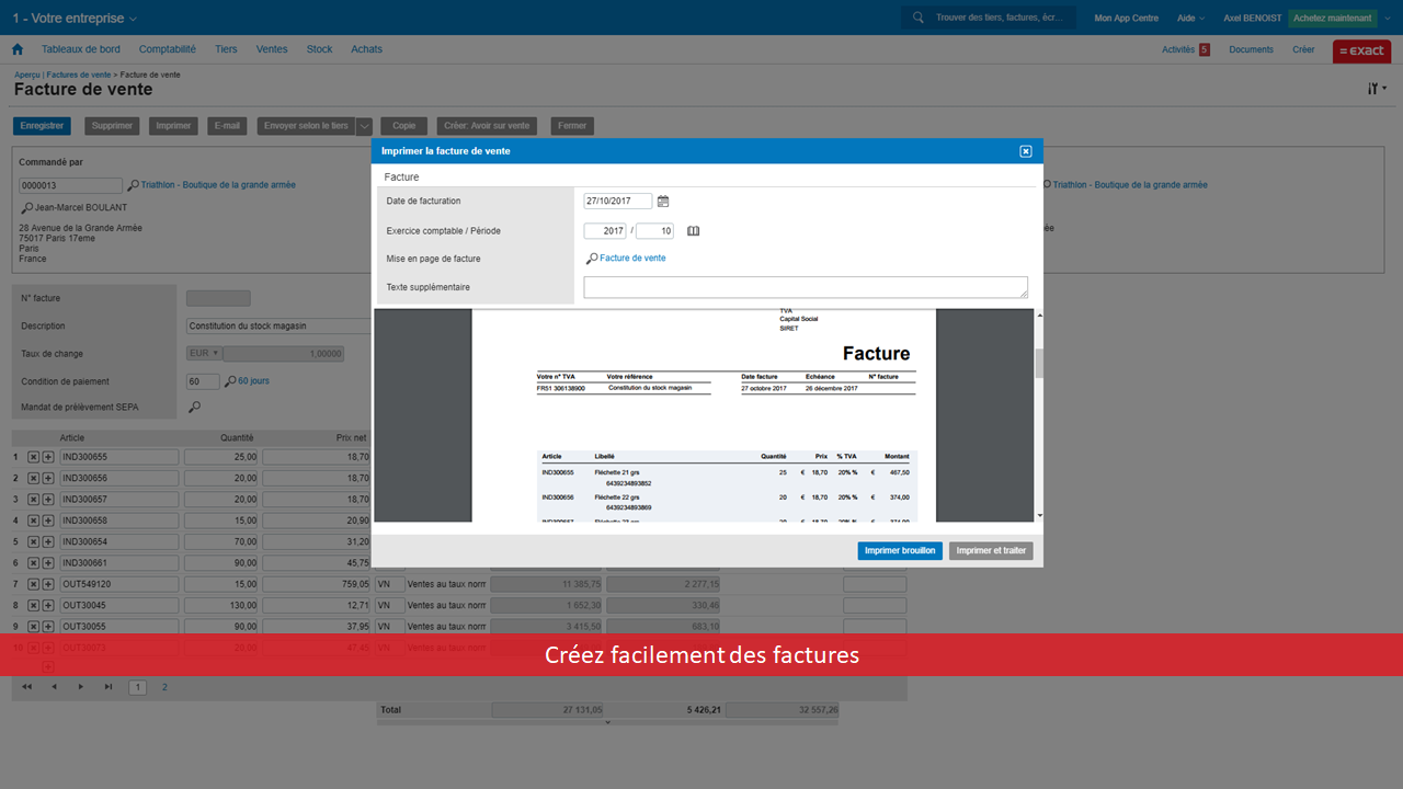 Exact pour Commerce & Négoce - Factura