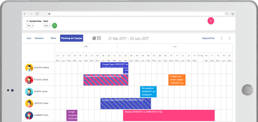 Azuneed RH - Planning congés - Software Planung verlassen und Abwesenheiten