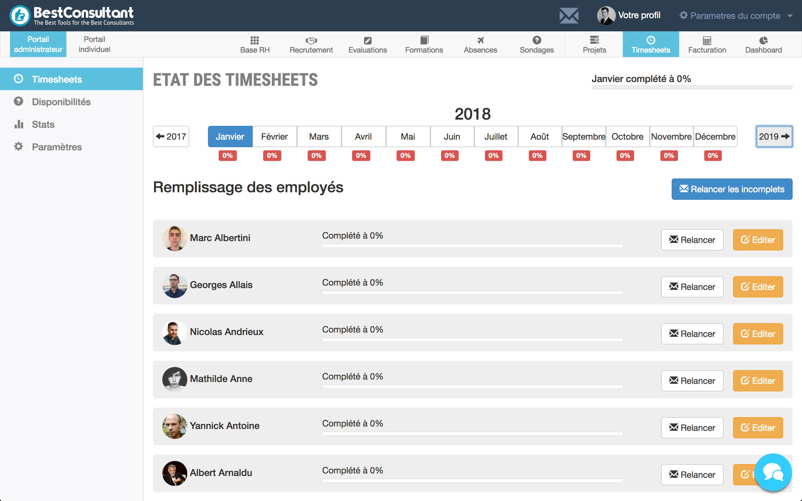 BestConsultant - Timesheets de monitoramento