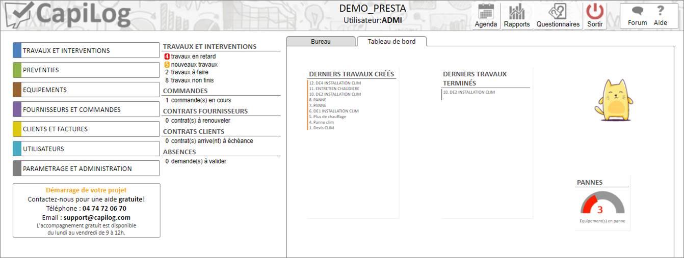 CapiLog - menu principal