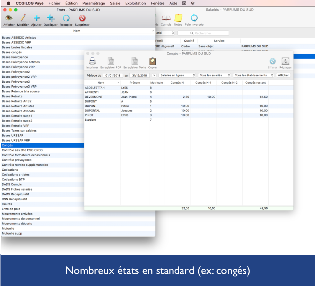 Cogilog Paye - Muchos estados estándar