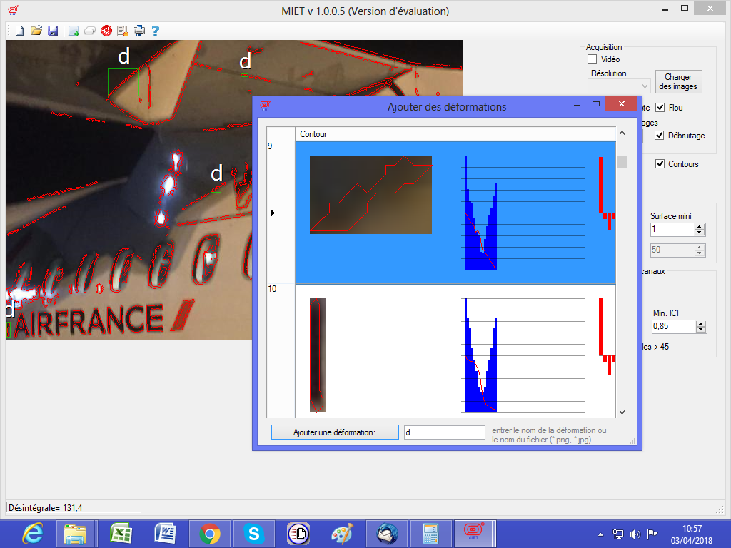 MIET - Analysis of the hull of an Air France plane and selection of strains.