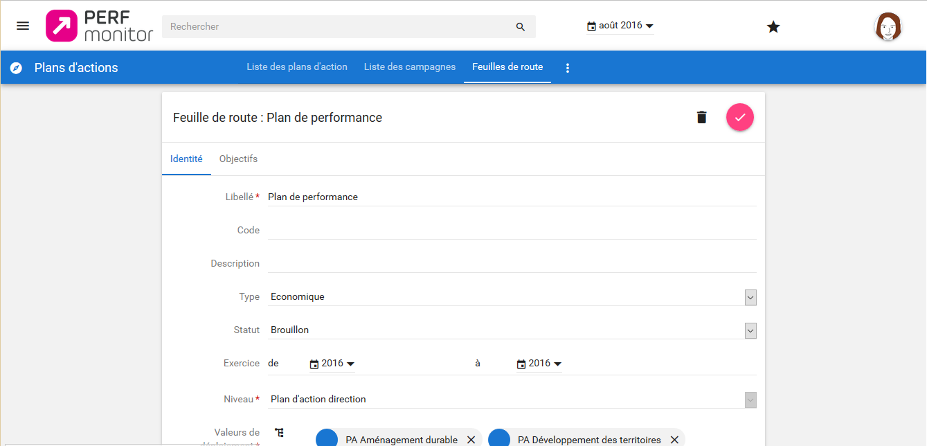 Perf Monitor - Die Erstellung des Fahrplans (oder Roadmap) ist einfach, folgen Sie einfach dem Modell von Perf-Monitor.