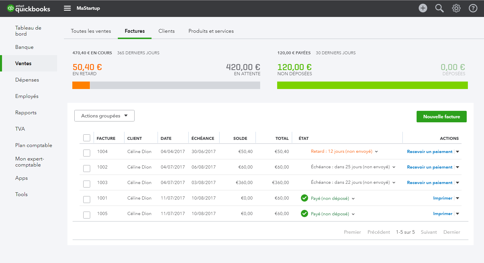 QuickBooks Facturation - QuickBooks: relatórios