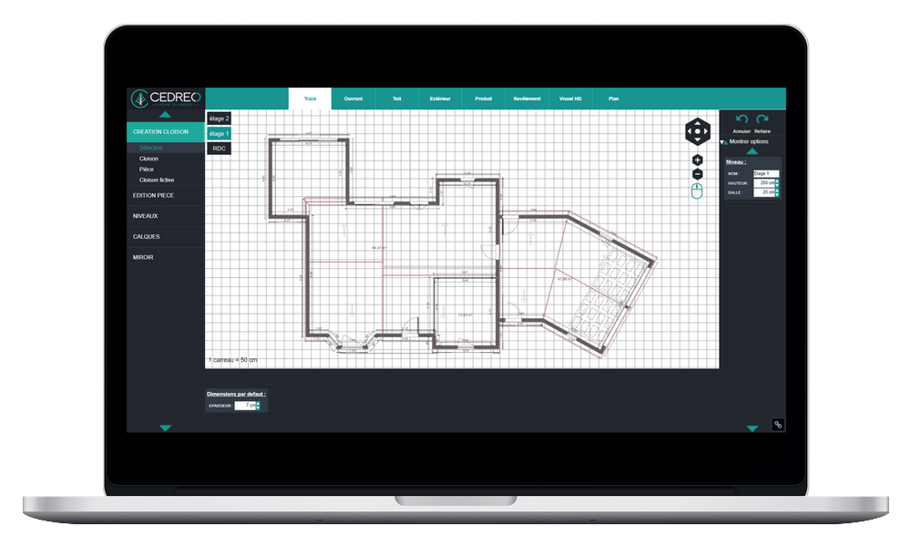 Cedreo - Disegna il tuo piano 2D casa con i nostri strumenti di supporto per la trama