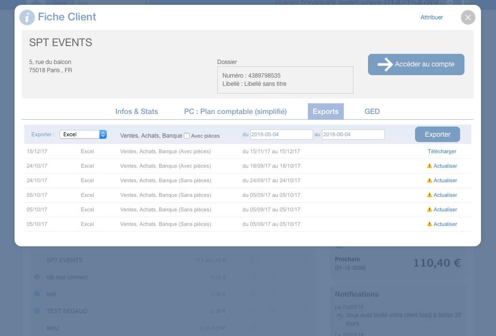 Factomos Xpert - Os dados mecanismo de exportação.  (Coletar dados desagregados em Excel, Céu, Cegid, Sage, Quadra Isacompta ou Ibiza)