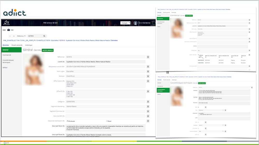 Adiict - PIM-Input-Schnittstelle, die anzeigt, Einstellungen (WEB, General, etc).