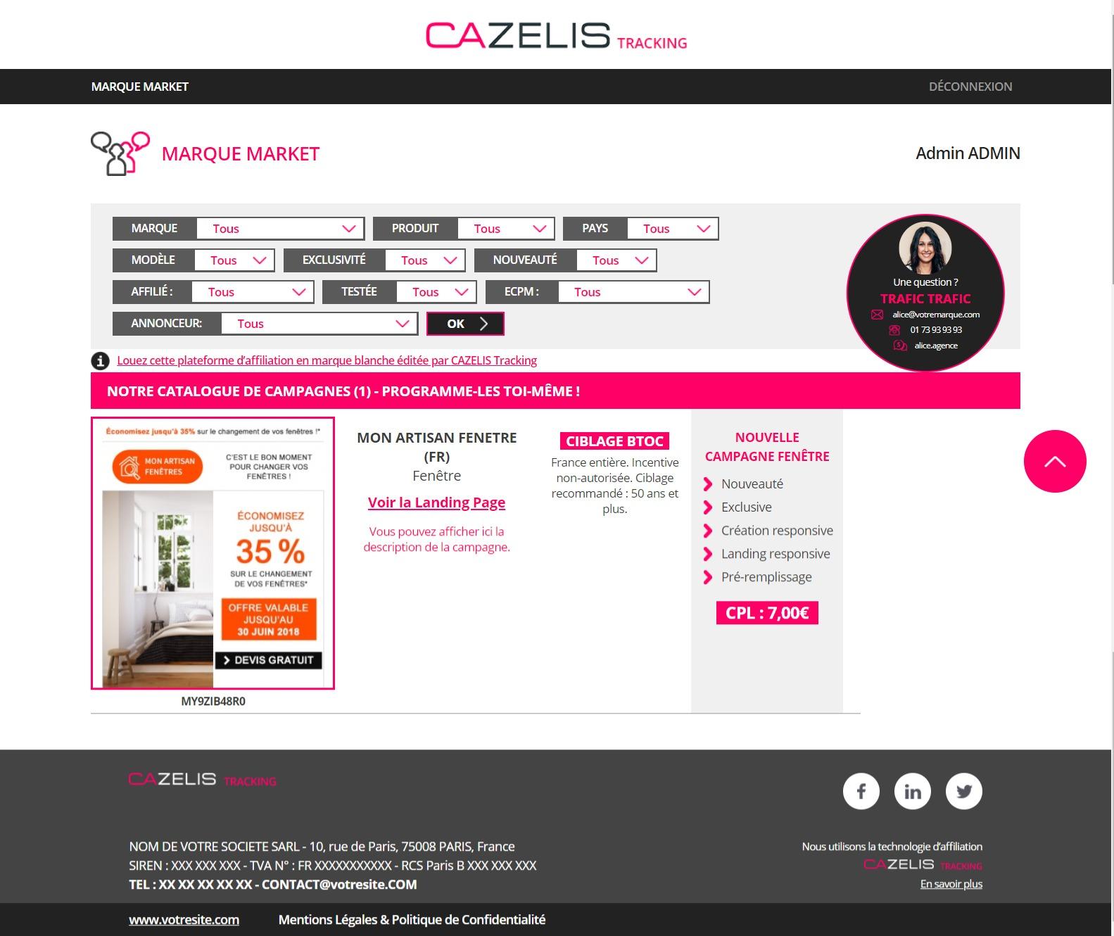 CAZELIS Tracking - Easily edit your campaigns catalog