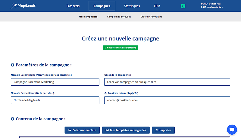 Magileads - Création d'une campagne