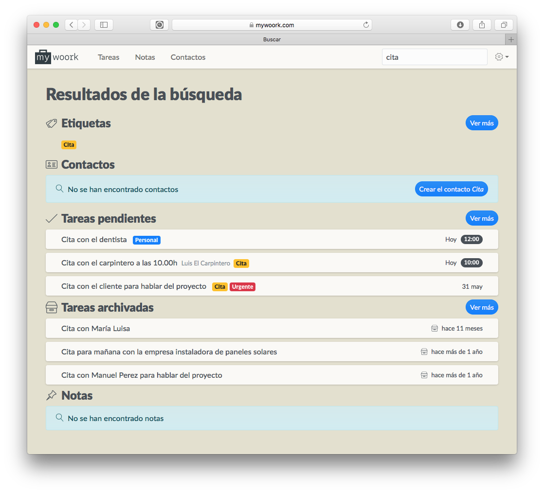 Mywoork - Ein Super buscador Potente donde encontrar todo lo Relacionado con tus contactos y tareas