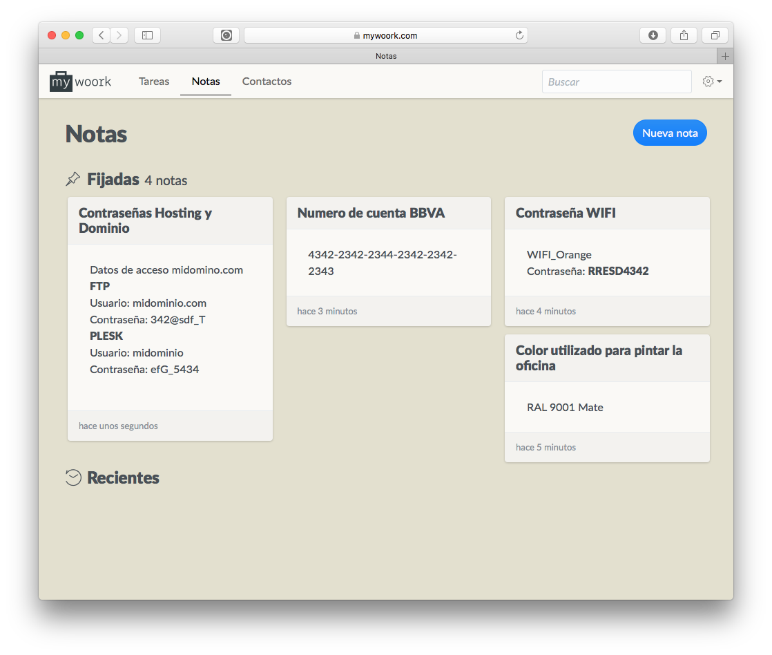 Mywoork - Un panel de notas Donde más importante FIJAR tus Notas y Tener un golpe clic this form Y Siempre disponible Compartida con tu equipo de Trabajo