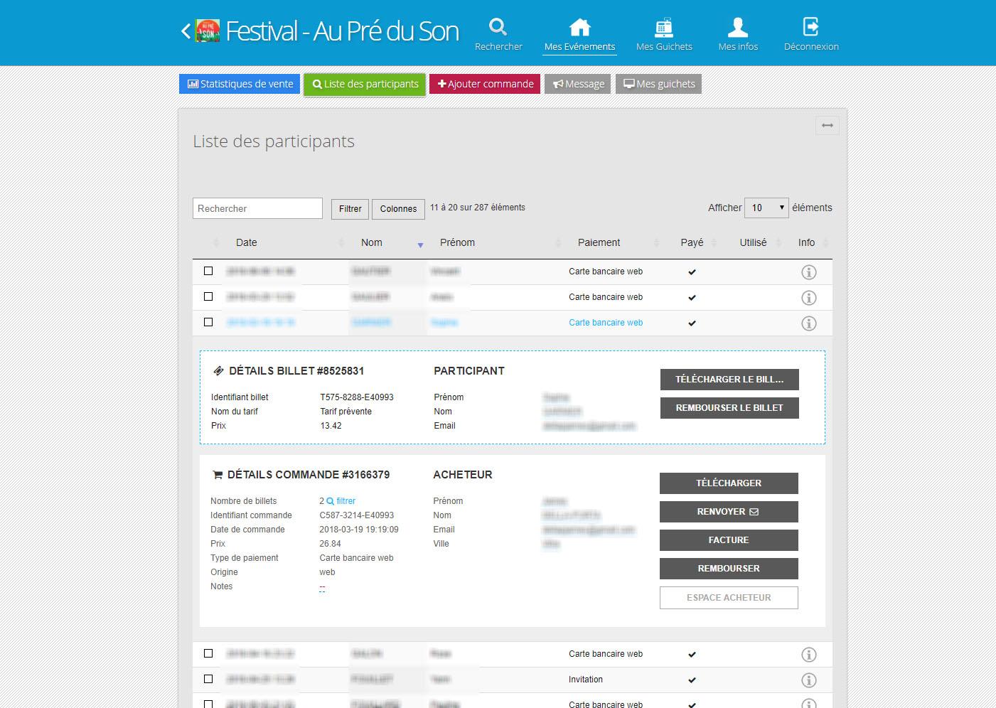 Billetweb - Verwalten Sie Ihre Aufträge