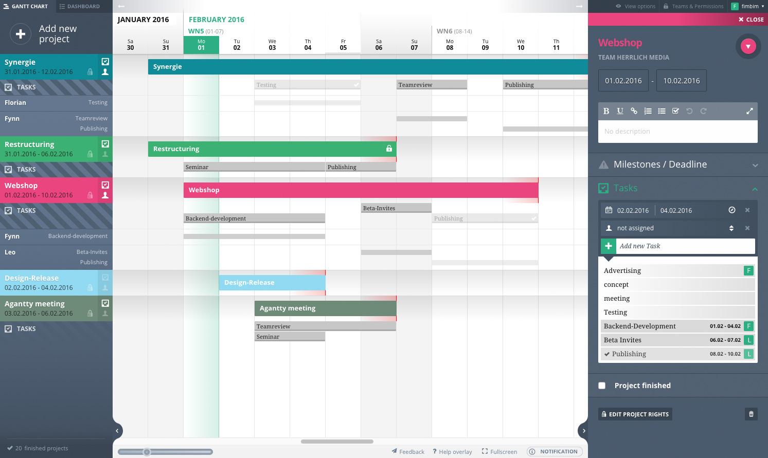 Agantty - Das Gantt Chart - Das Herz von Agantty