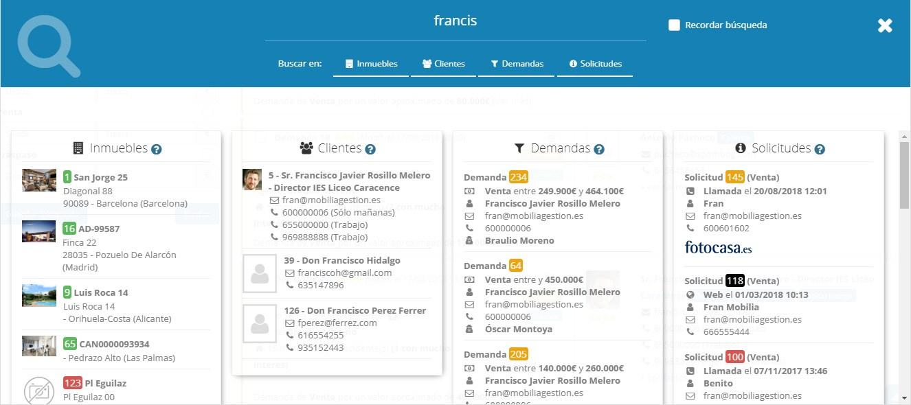 Mobilia Gestión CRM - Resultados de búsqueda rápida