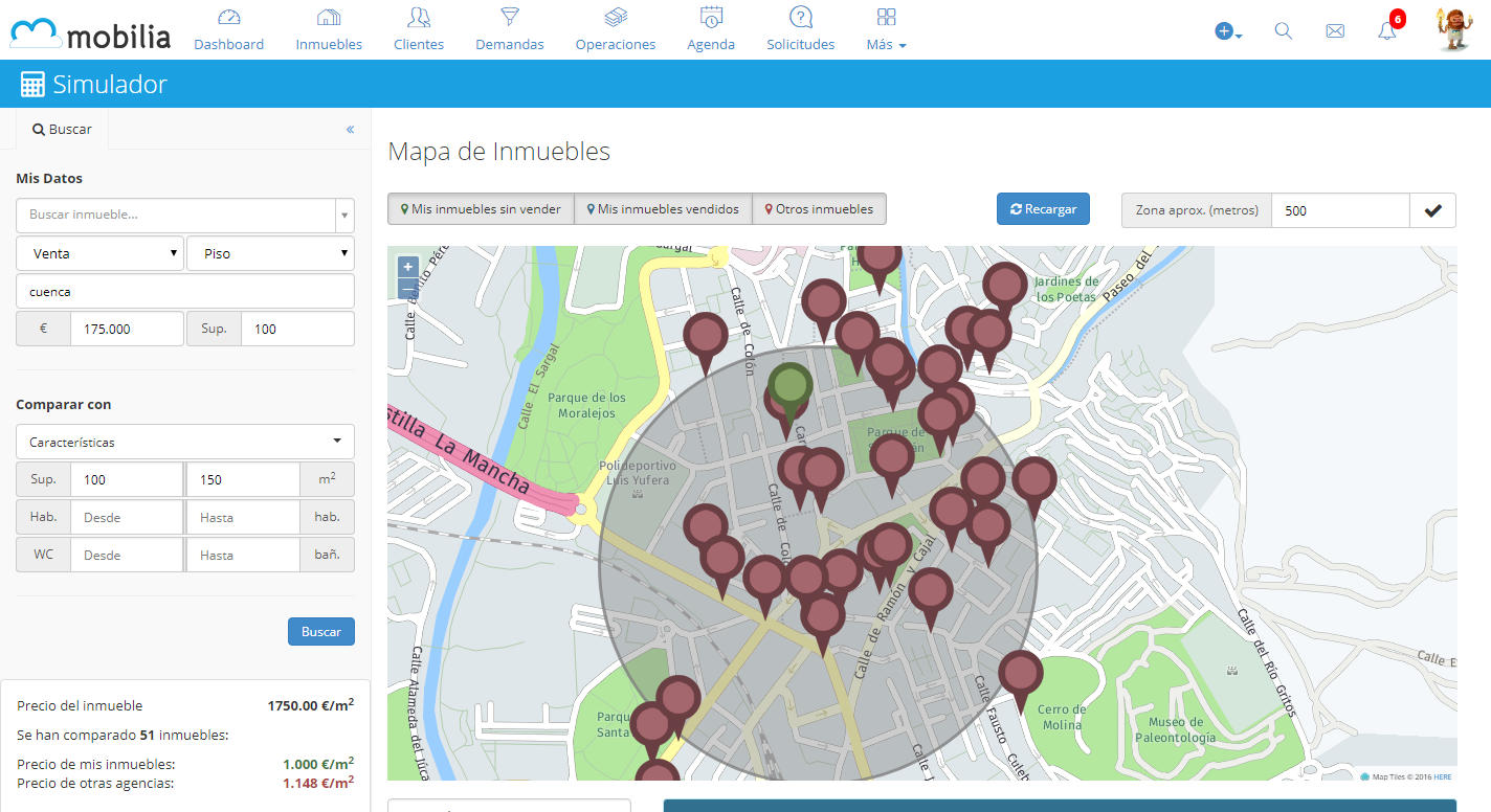 Mobilia Gestión CRM - Módulo de valoración de inmuebles