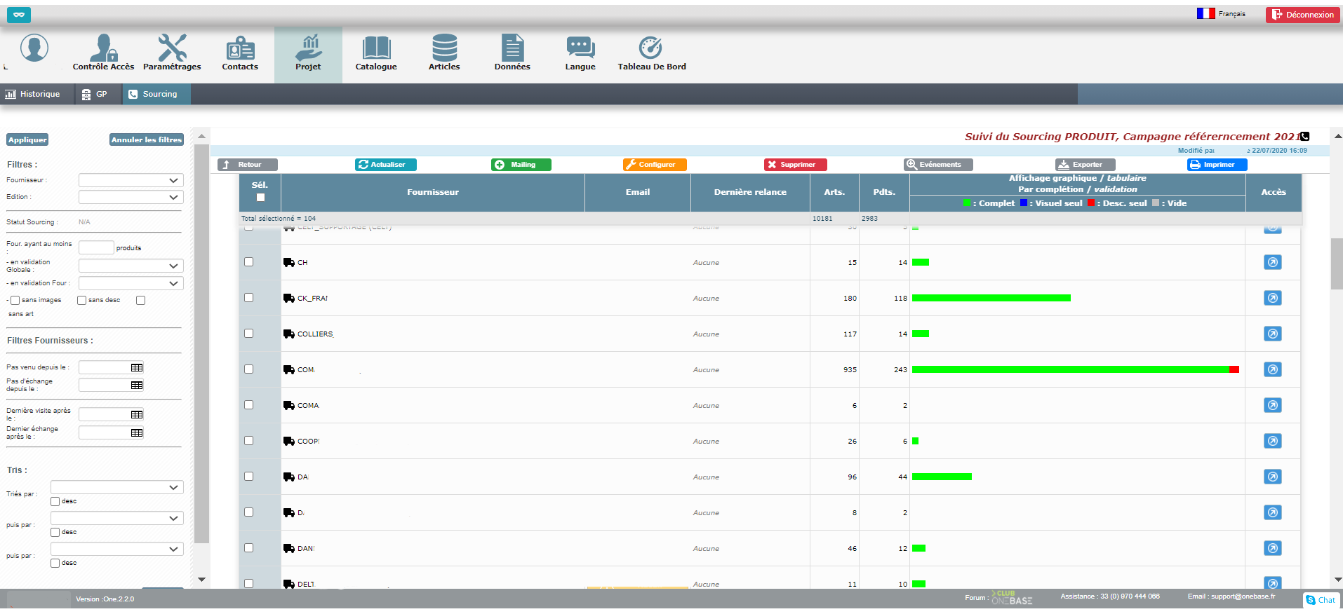 OneBase Solutions - Sourcing fournisseur. La puissance du MDM Onebase pour une mise en place rapide d'une campagne de sourcing : lancement, suivi, relance, tout est automatisé