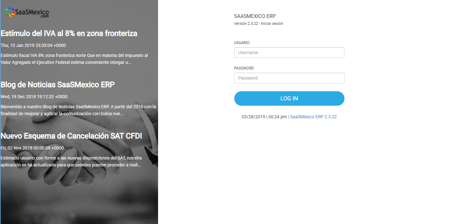 SaaSMexico ERP - Acceso Rápido y Noticias Relevantes