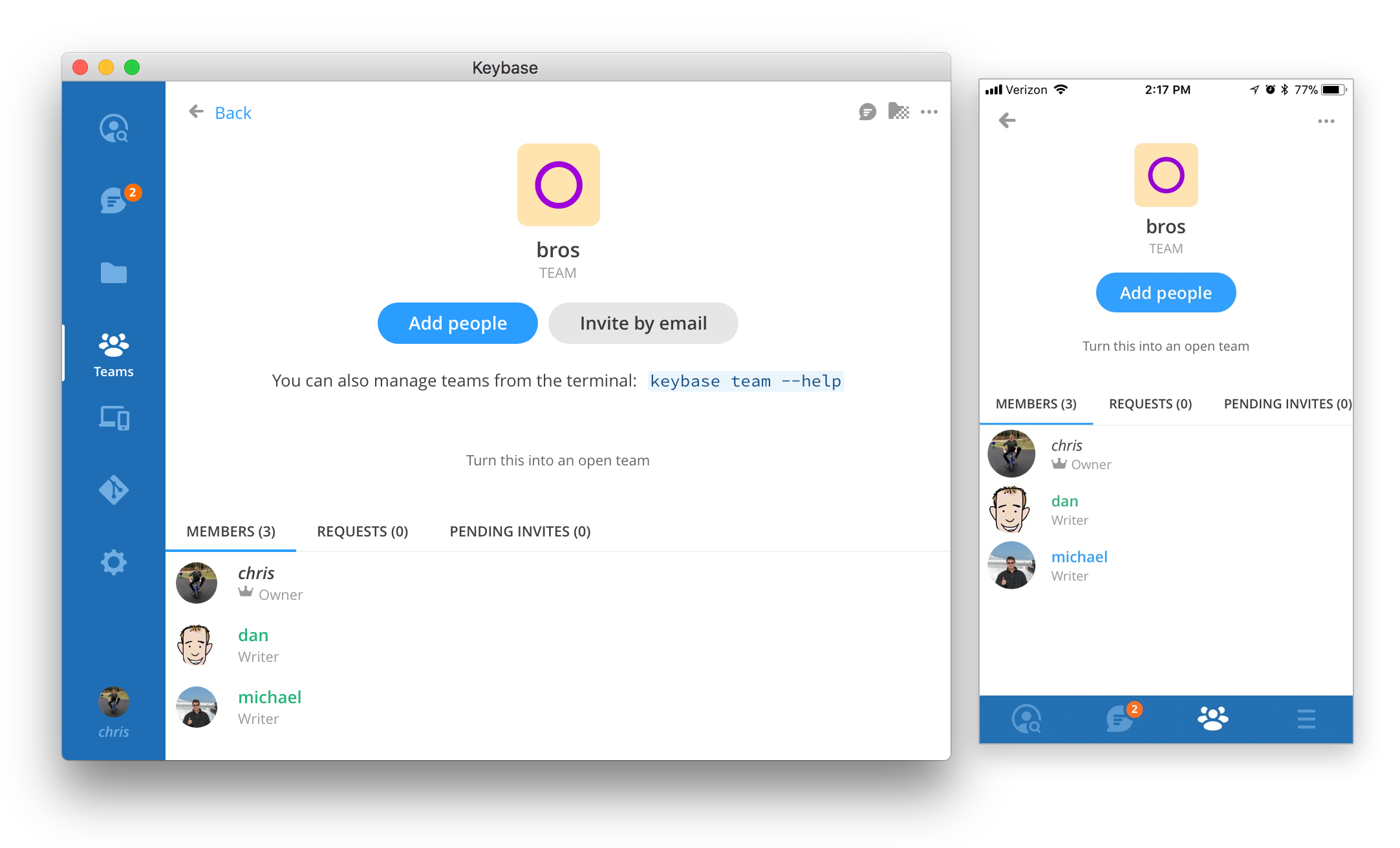 keybase teams : Collaborative Team Messaging and File Sharing