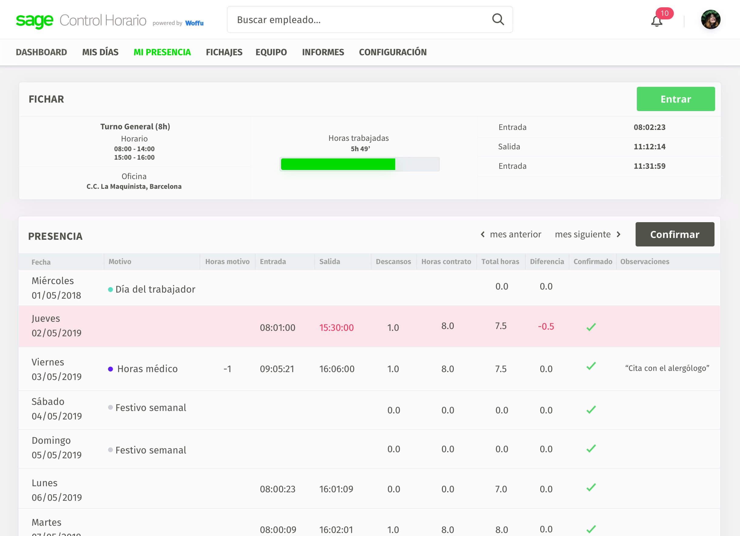 Sage Control Horario - Screenshot 1