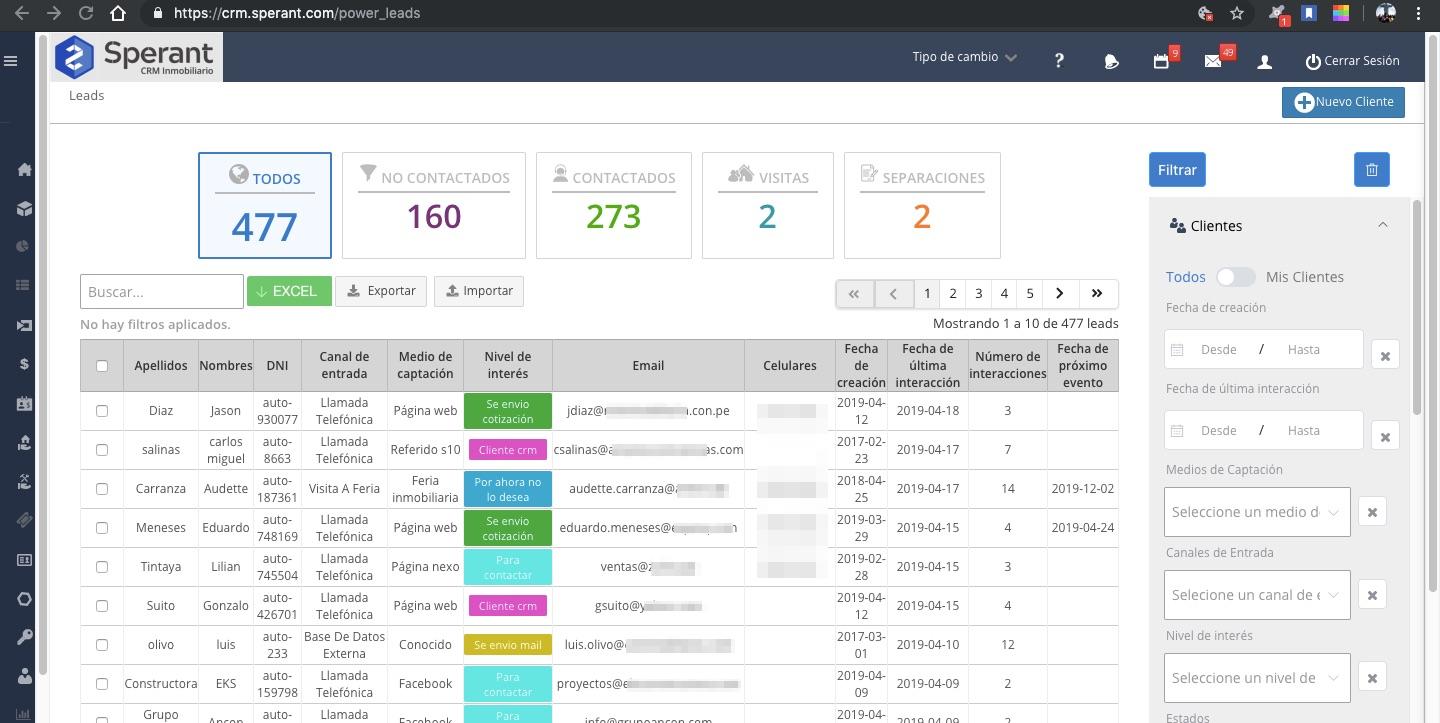 CRM Inmobiliario Sperant - Screenshot 2