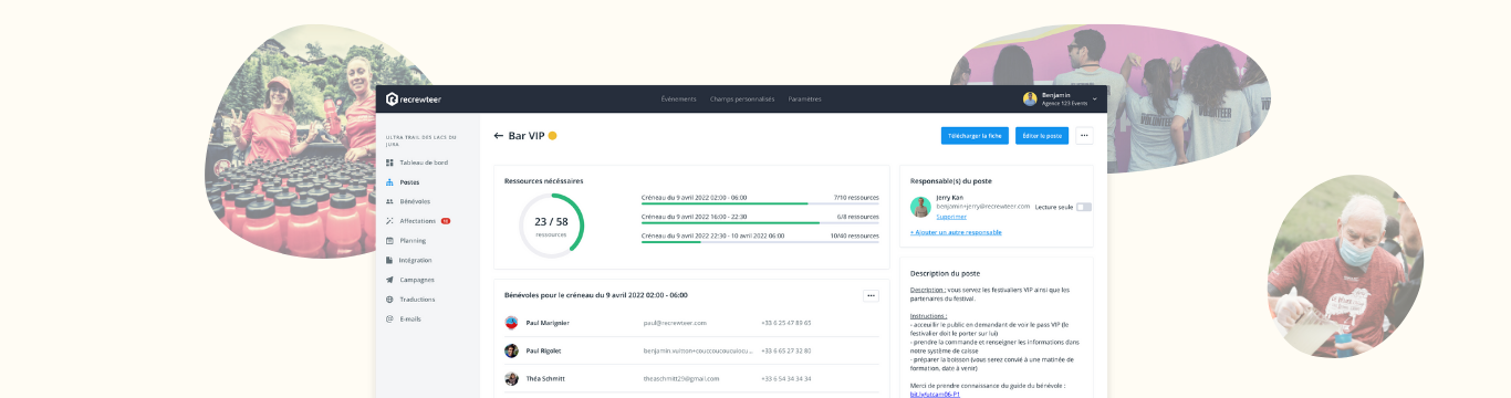 Recrewteer : Gestion et coordination des bénévoles lors d'événements