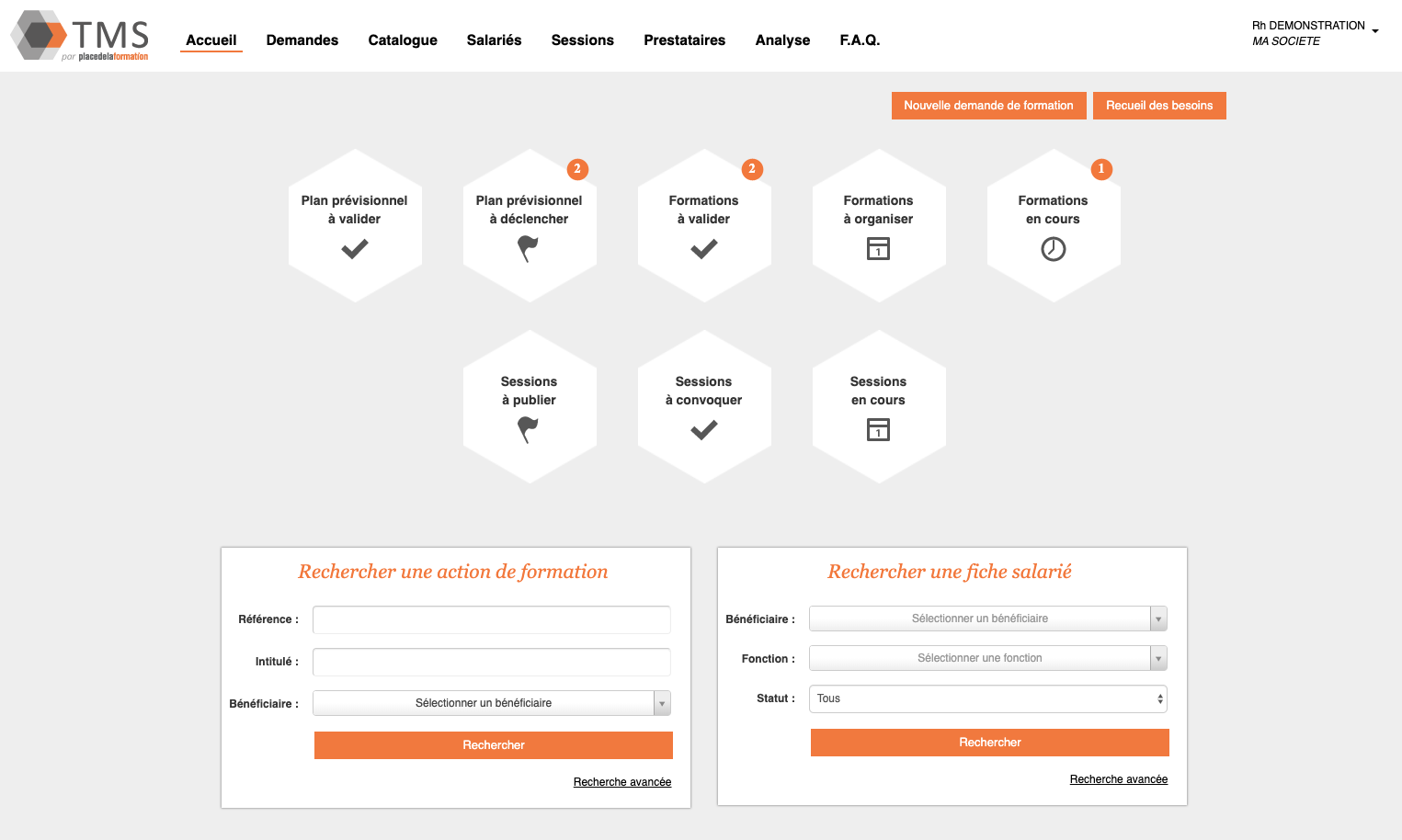 TMS par Place de la Formation - Design simple et ergonomique