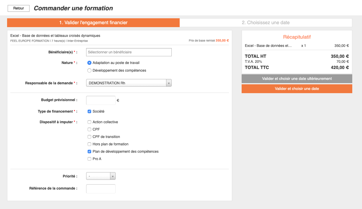 TMS par Place de la Formation - Processus automatisés et digitalisés de commande en ligne / gestion administrative automatisée