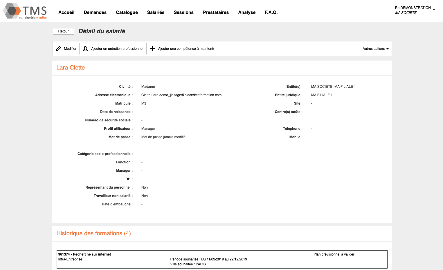 TMS par Place de la Formation - Passeport formation des salariés, entretiens professionnels et compétences à maintenir