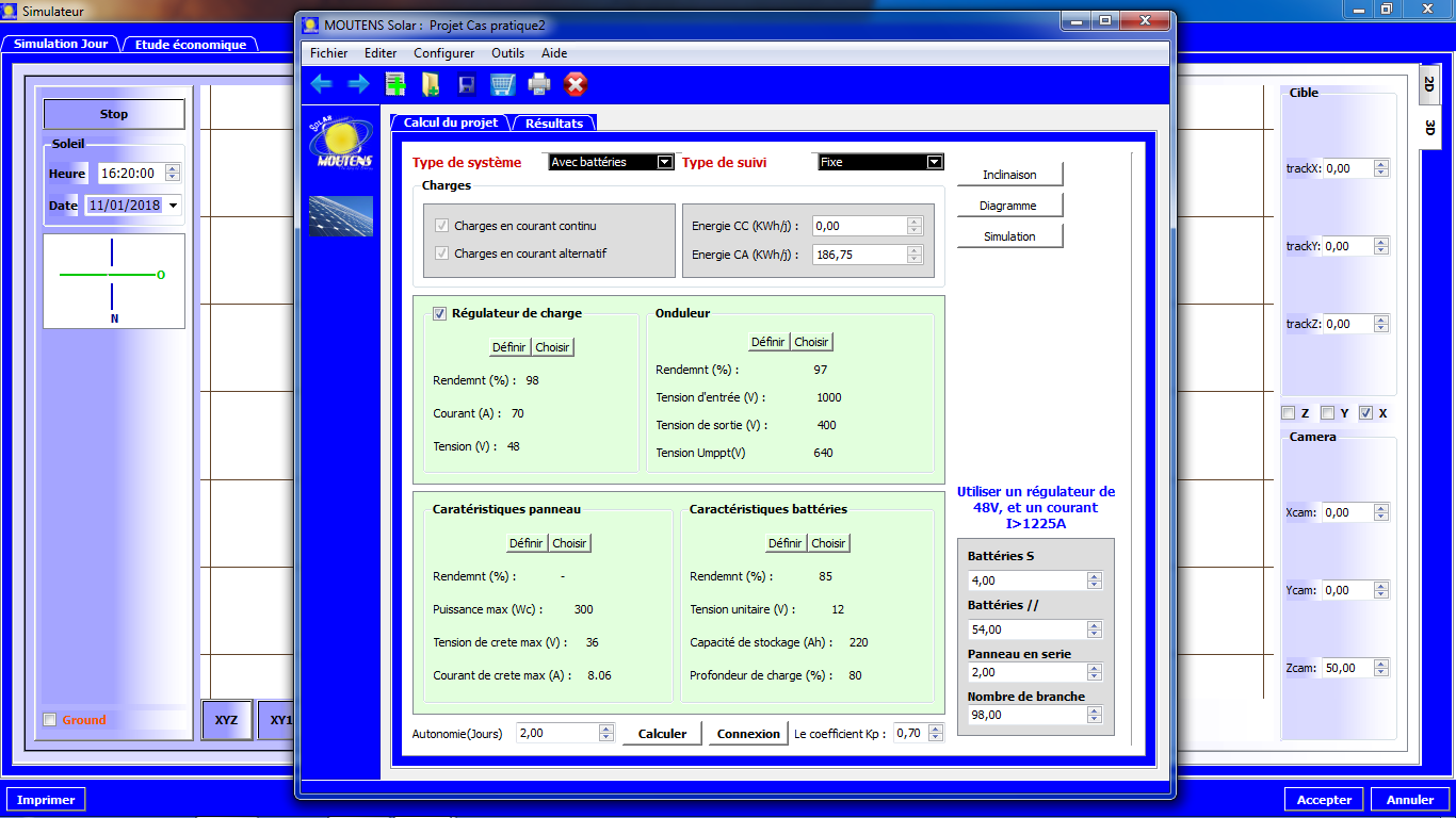 Suite logiciels MOUTENS - Interface d'étude électricité PV