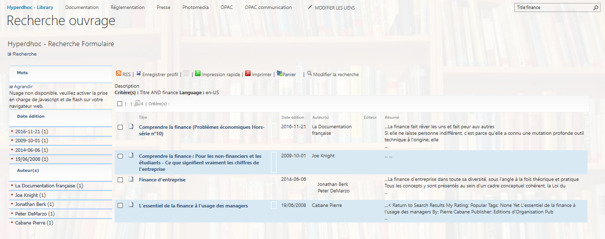 Hyperdoc Library - Résultat de recherche par ouvrage