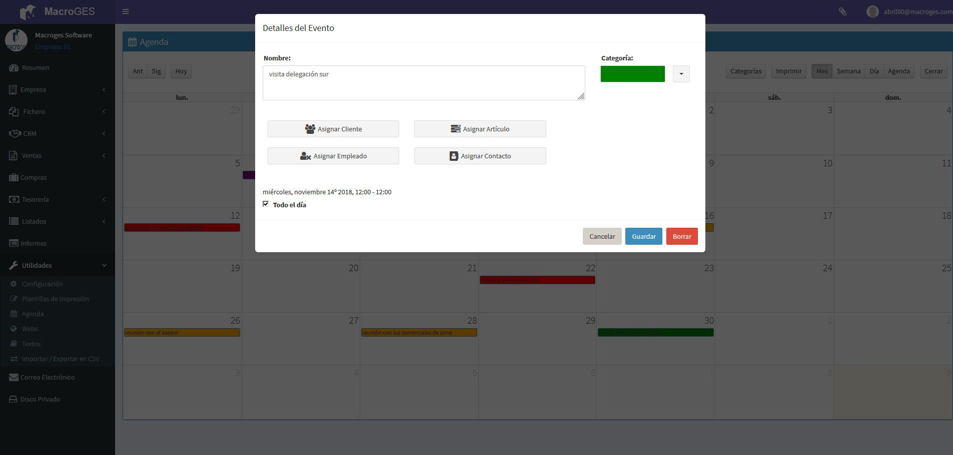 Macroges CRM - Eventos