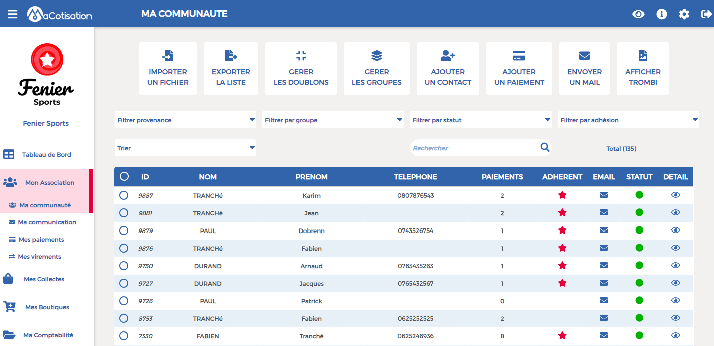 Macotisation - Gestion des membres