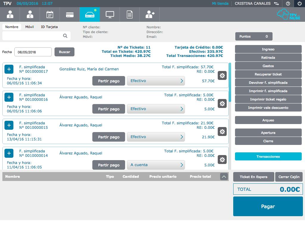 TPVenlaNube - Ventas, abonos y devoluciones, vales descuento, venta de tarjetas regalos, arreglos y reimpresión de tickets son algunas características que gestionan tus ventas ágil y eficazmente.