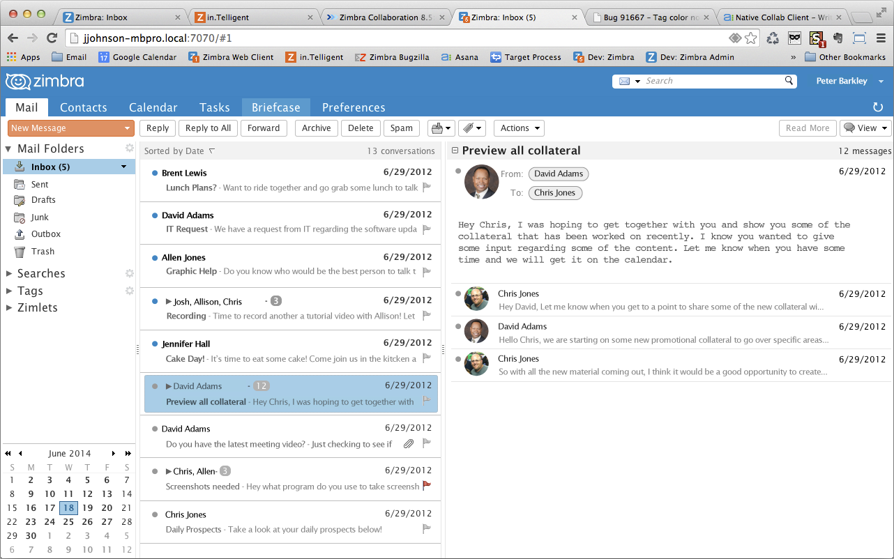 Zimbra - Zimbra: User management, rights management, adaptive Web Interface