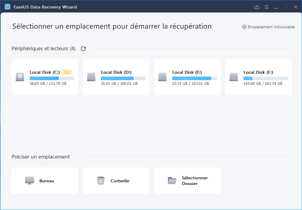 EaseUS Data Recovery Wizard - Captures d'écran EaseUS Data Recovery Wizard